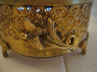Vintage Gold Ormolu Jewelry Casket Box With Birds Matson Stylebuilt 6