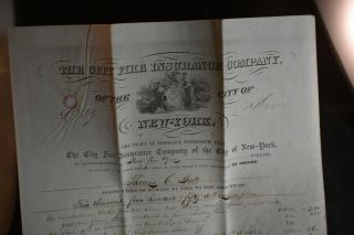 1844 York City Fire Insurance Policy