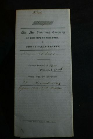1844 York City Fire Insurance Policy 2