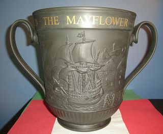 Le Royal Doulton Black Basalt Mayflower Pilgrim Fathers Commemorative Loving Cup