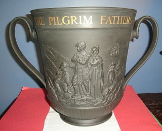LE Royal Doulton Black Basalt MAYFLOWER PILGRIM FATHERS COMMEMORATIVE LOVING CUP 2