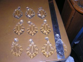 10 Large Antique Leafshape Crystal Chandelier Prisms 3 1/8 " L 2 1/8 " Wid