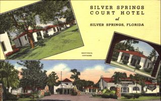Silver Springs Court Hotel And Cottages Florida Fl 1940s
