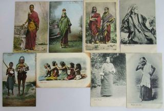 8 India Postcards Ladies Girls Indian Fashion Bhutia Madras Mahratta Hindu