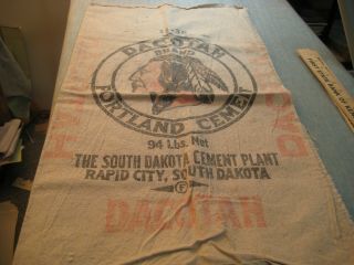 Vintage Dacotah Cotton Cement Sack,  Indian Logo,  Looks Like Chicago Blackhawk