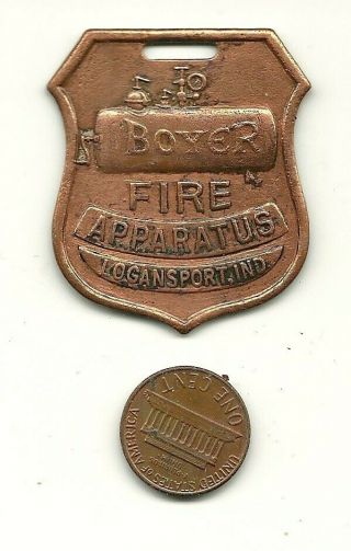 Boyer Fire Apparatus Co.  Logansport,  In Advertising Brass Watch Fob