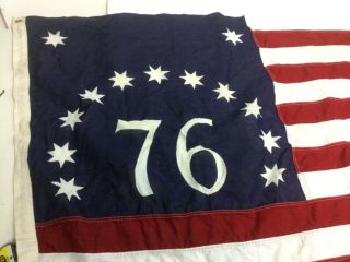 Vintage Bicentennial " 76 " Usa American Flag 13 Star 1976 Large Cotton 31 X 59
