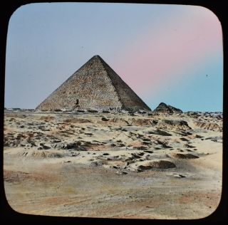 Hand Coloured Magic Lantern Slide Grand Pyramid Of Giza C1890 Photo Cairo Egypt