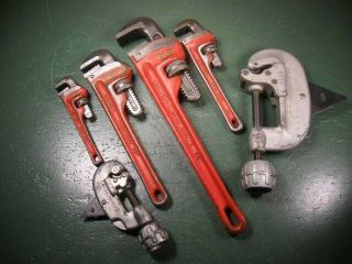 Old Vintage Mechanics Tools Plumbing Ridgid Wrenches & Cutters