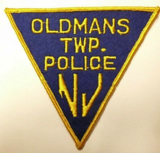 Old Vtg Oldmans Township Police Patch Nj Jersey - Wool Felt Triangle Patch