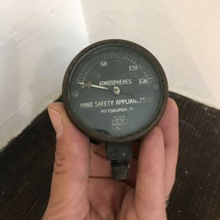 Antique Vtg Us Gauge Mine Safety Appliances Co Steam Gauge Brass Tiny