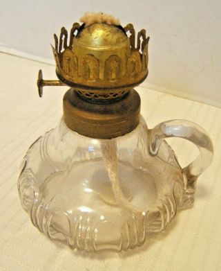 Antique Miniature Oil Lamp Pressed Glass P&a Hornet Burner