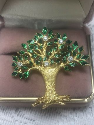 Retired Dar Preserving Our Family Tree Garnay Rare Green Brooch Vintage Pendant