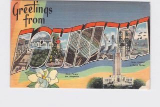 Big Large Letter Vintage Postcard Greetings From Louisiana 3