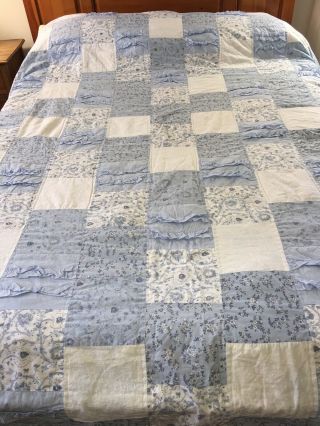 Vintage Shabby Chic One Patch Floral And Ruffles Quilt 96 " X 91 "