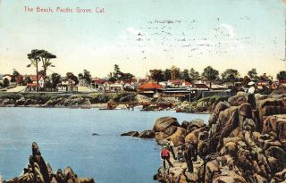 Pacific Grove,  Ca View Of The Beach,  Monterey County 1908 Vintage Postcard