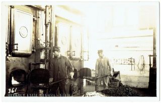 Vintage 1915 Postcard Kearney State Normal School Men Shoveling Coal In Furnace