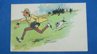 Tom Browne Comic Postcard 1900s Horse Racing Betting Bookie Bulldog The Welsher