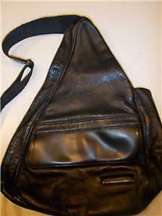 Ameribag Ll Bean Black Leather Sling Ergo Backpack Healthy Back Traveler Bag