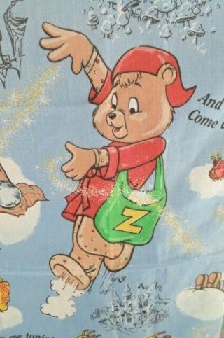 Adorable Vtg 80 ' s Teddy Ruxpin BEDTIME Theme Fitted Twin Sheet Cover 2