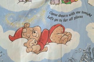 Adorable Vtg 80 ' s Teddy Ruxpin BEDTIME Theme Fitted Twin Sheet Cover 4