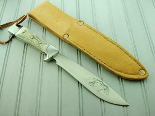 Custom Hand Made A Nolen Lone Wolf Stag Etch Hunting Bowie Knife Vintage Knives
