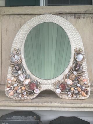 Large Handmade Seashell Oval Wall Mirror W/1000 