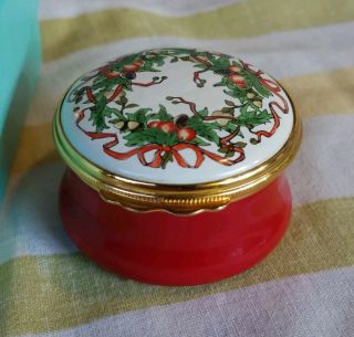 Halcyon Days Enamels Red Trinket Pill Box Designed By Tiffany & Co.  England