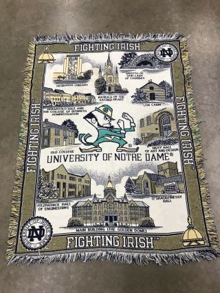 Vintage Tapestry Throw Blanket Banner University Of Notre Dame Fighting Irish