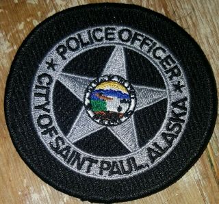 Patch Alaska Ak City Of Saint Paul Police Officer Silver Tci Insignia