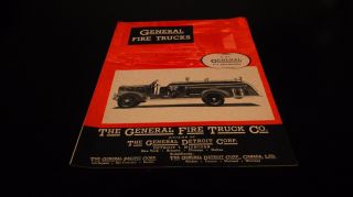 Vintage Rare - The General Detroit Fire Trucks Co - Brochure