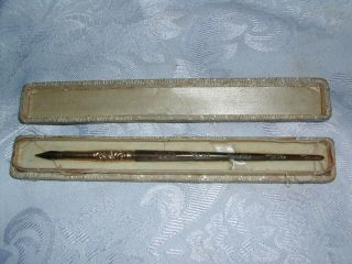 Carved Mother Of Pearl Dip Pen With Gold? Nib And Scroll Work