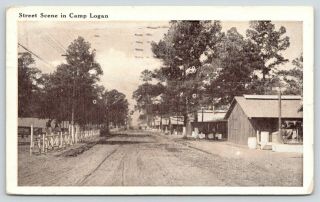 Houston Tx Camp Logan Branch Cancel Main Street Barracks Laundry 1918 Wwi Pc