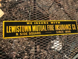 Lewistown Mutual Fire Insurance Co Illinois Metal Sign N.  Side Of Square 20 " X 4