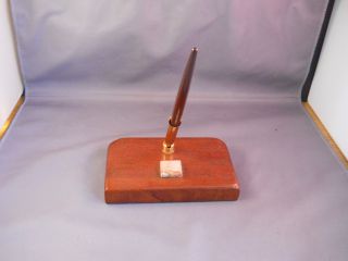 Vintage Ball Pen Desk Set - Oak With Onyx Insert - - Sheaffer Ball Pen