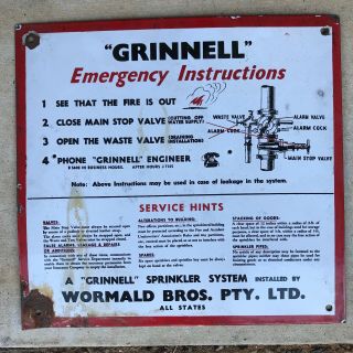 Vintage Fire Sprinkler Sign Grinnell 1950 