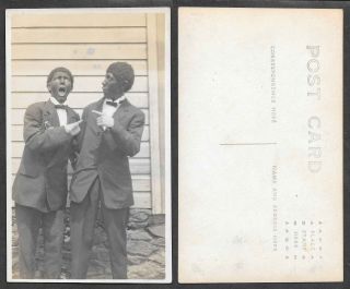 Old Real Photo Postcard - Black Americana - Minstrels In Black Face