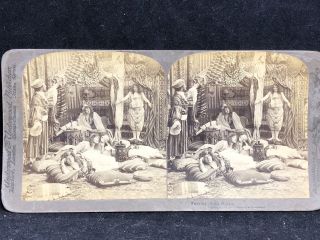 1901 Underwood Stereoview Card Favorite Of The Harem Girls Turkish Sultan Hookah