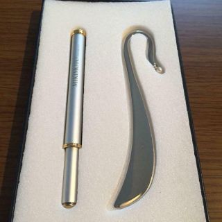 Mikimoto Akoya Pearl Ballpoint Pen Bookmaker Set Authentic Silver Gold Box 23