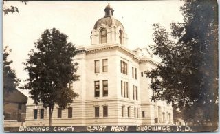 Brookings,  South Dakota Rppc Real Photo Postcard County Court House 1912 Cancel