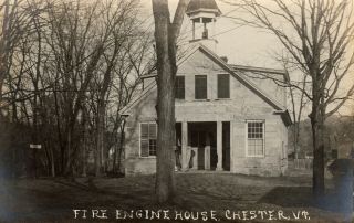 Chester,  Vt Rppc Fire Engine House In Stone Village C1920
