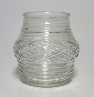 Vtg Ribbed Jelly Jar Globe Bulging Clear Glass Porch Light Shade 3 " Fitter