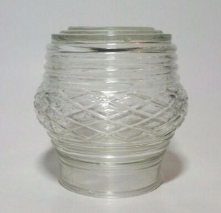 Vtg Ribbed Jelly Jar Globe Bulging Clear Glass Porch Light Shade 3 