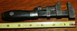 Antique Bemis & Call H&t Co.  Springfield Mass Wooden Handle 6.  5 " Monkey Wrench