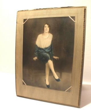 Vtg Victorian Antique Cabinet Card Photo Woman Vintage Color Photograph Large