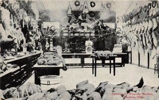 E45/ Canton Ohio Postcard 1914 Interior Winner Meat Market Store Butcher