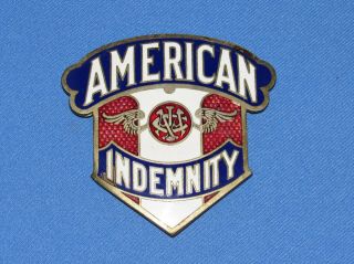 American Indemnity Credit Metal Badge W/ Enamel Inlay Very Rare