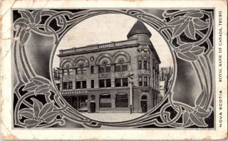 Vintage Postcard Postmarked 1908 Nova Scotia Royal Bank Of Canada Truro