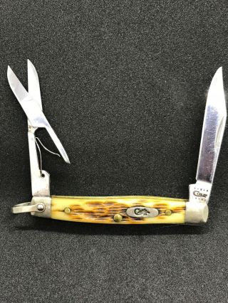 Rare Ntsa Case Xx Pen Knife Scissors Amber 6233 Ss Usa 3 Inches Closed Retired