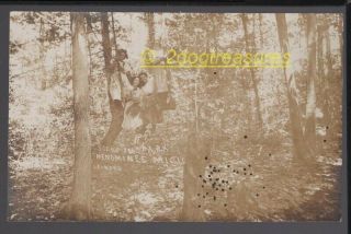 Rppc Four Young Ladies Out On A Limb Scene In Park Menominee Mi Michigan Old Rea